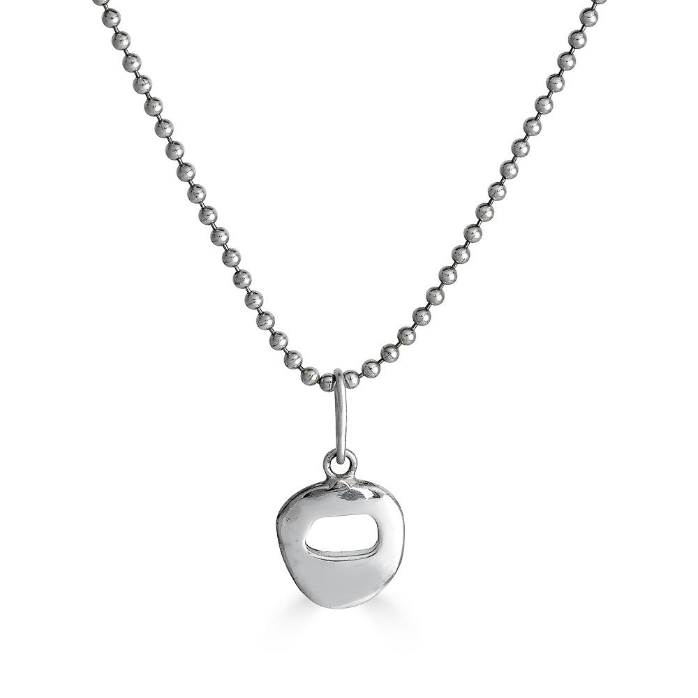 Balbi Charm Necklace Ronnie Taubenfeld is a handmade organically shaped silver charm hanging from a silver chain