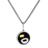 Balbi in A Circle Pendant Ronnie Taubenfeld is a sterling silver oval sitting with a 24k yellow gold-fused Murano glass fragment embedded in hand-poured black resin.