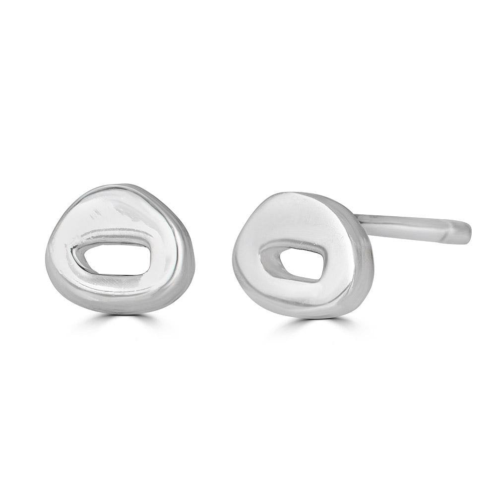 Balbi Studs Earrings Ronnie Taubenfeld are handmade sterling silver ovals with cutout openings
