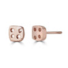 Chirip Studs Earrings Ronnie Taubenfeld are handmade tiny 14k rose gold squares with four holes in each
