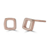 Doyo Studs Earrings Ronnie Taubenfeld are handmade 14k rose gold open squares