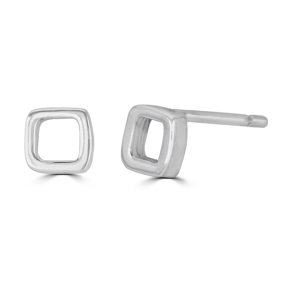 Doyo Studs Earrings Ronnie Taubenfeld are handmade sterling silver open squares