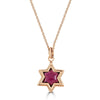 Ethereal Star Necklaces Ronnie Taubenfeld 14k yellow gold star shaped handmade charm with pink Tourmaline gem on 14k cable chain