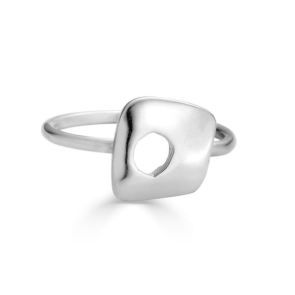 Fogo Ring Ronnie Taubenfeld is a handmade sterling silver square shape with round hole