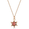 Gossamer Star Necklace Ronnie Taubenfeld is a delicate 14K yellow gold star-shaped setting with open back and milgrain details, with a star-cut red Tourmaline gem inside, hanging from a 14k gold cable chain. Handmade.